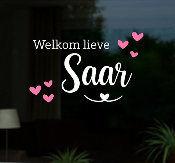 Gepersonaliseerde harten geboorte raamsticker