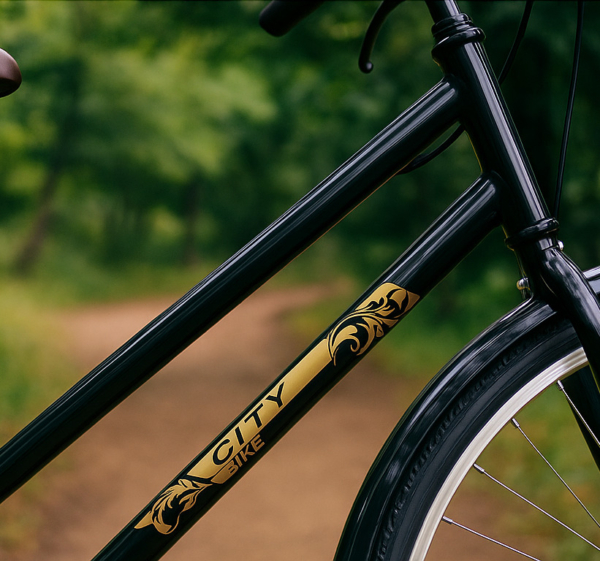 Fiets sticker zwart en gouden frame