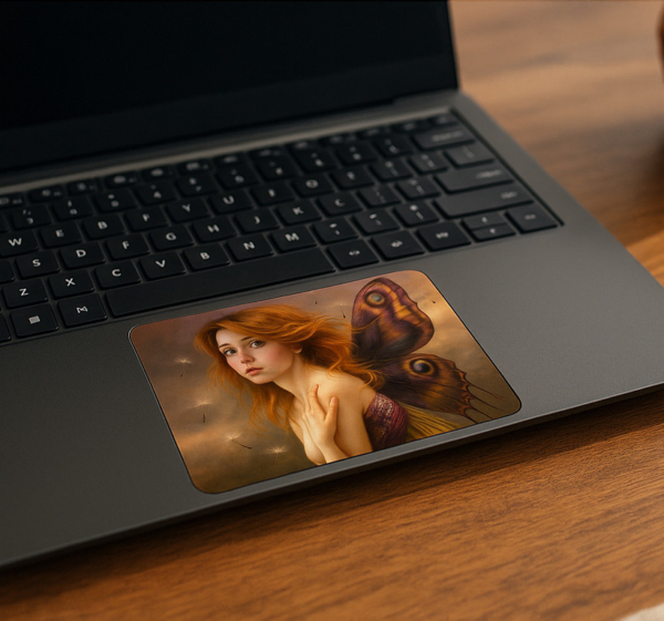 Meisje met drijvende paardenbloemen touchpad sticker