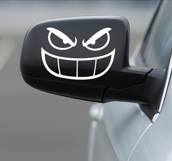 Ondeugende achteruitkijk gremlin autosticker