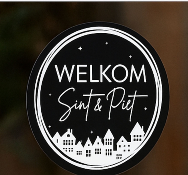 Cirkel raamsticker welkom sint&piet sinterklaas sticker