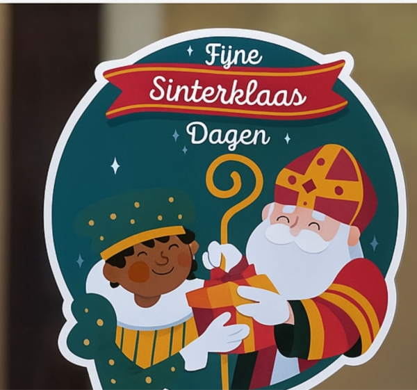 Ronde raamsticker feest sinterklaas sticker