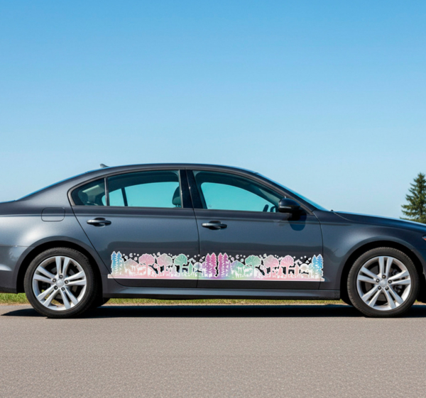 Autosticker berglandschap silhouet