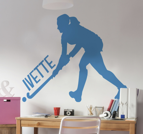 Muurstickers tienerkamer hockey speelster