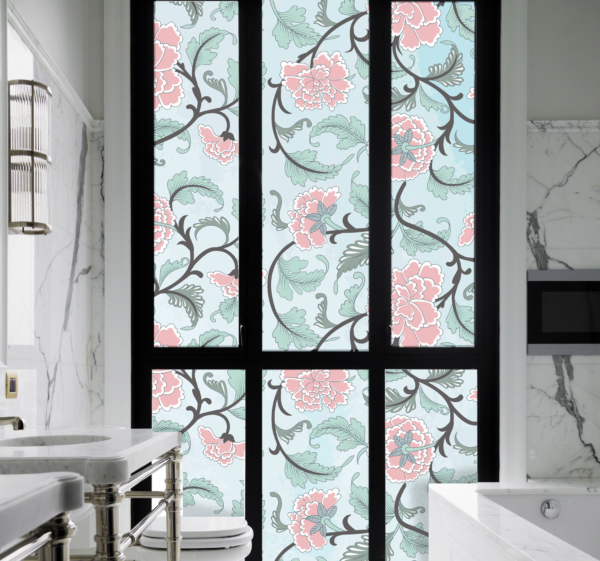 Privacy folie raam met japans bloemen