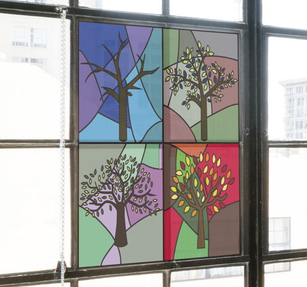 Gebrandschilderd seizoenen zelfklevende raamsticker