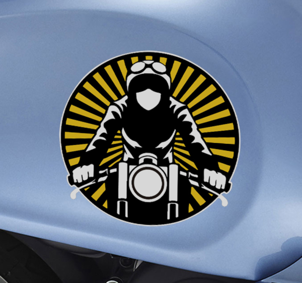 Motocyclist vintage zelfklevende motor sticker