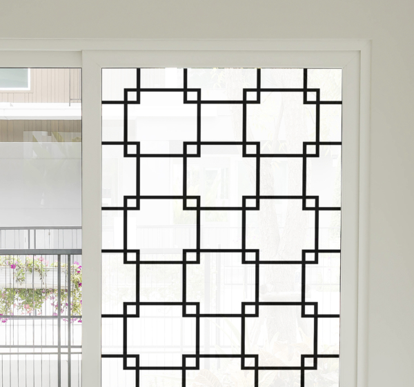 Raamfolie Groot en klein vierkantenpatroon