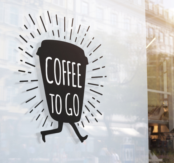 Etalage tekst sticker coffee to go