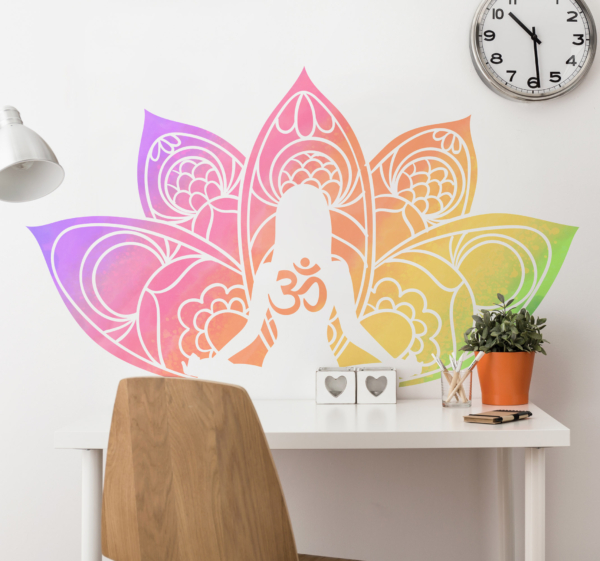 Bloemen stickers Lotus veelkleurige yoga-symbool