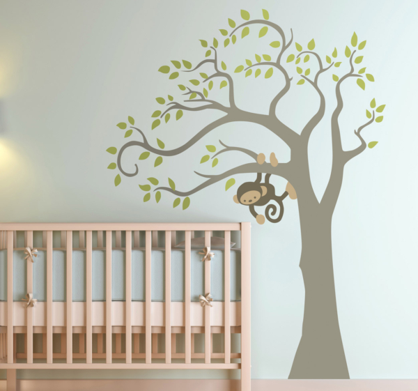 Muursticker kinderkamer met aap in boom