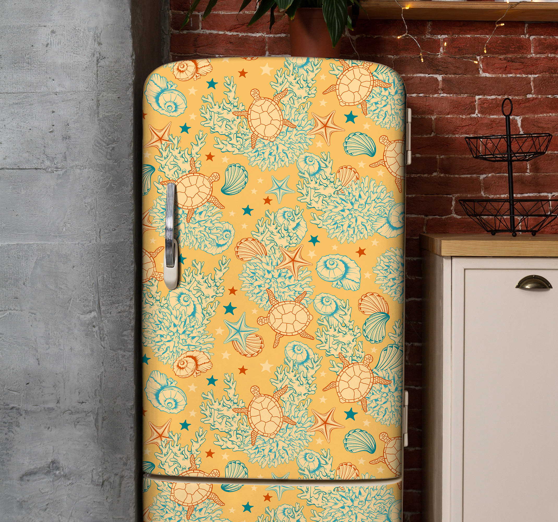 Koelkast stickers Onderzeese leven zachte kleuren voor keuken