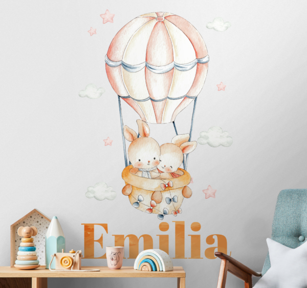 Muursticker tekeningen Pastel ballon met lieve dieren