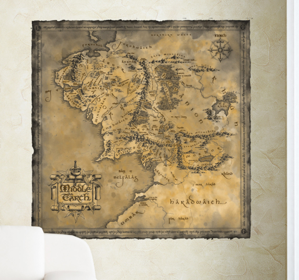 Muursticker wereldkaart middle earth