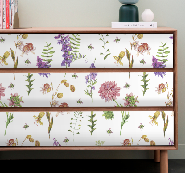 Veelkleurige minimalistische wilde bloemen meubelfolie