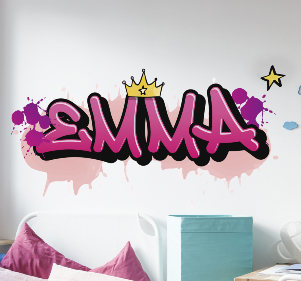Naam muursticker kinderkamer graffiti voor meisjes