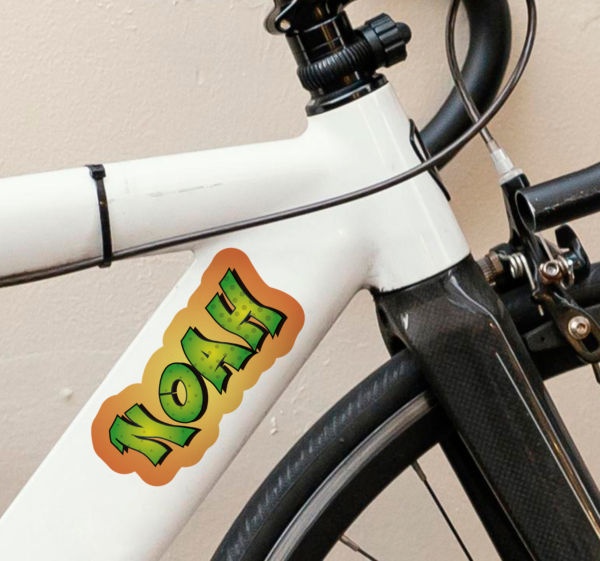 Fiets sticker met naam graffiti