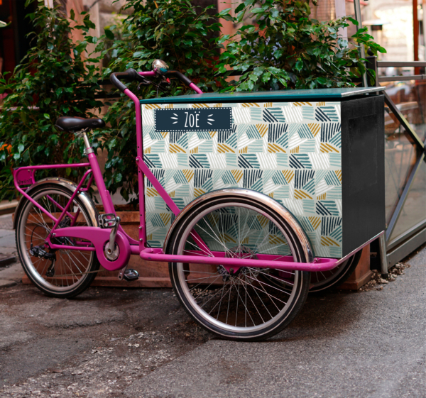 Bakfiets sticker gepersonaliseerd naamlabel