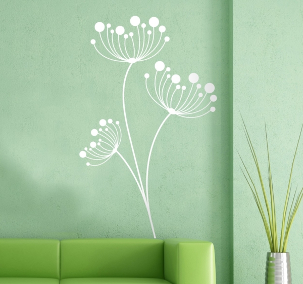 Moderne paardenbloem bloemen muursticker