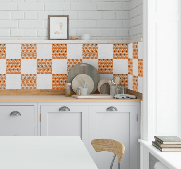 Tegelstickers keuken arabische retro bloemen