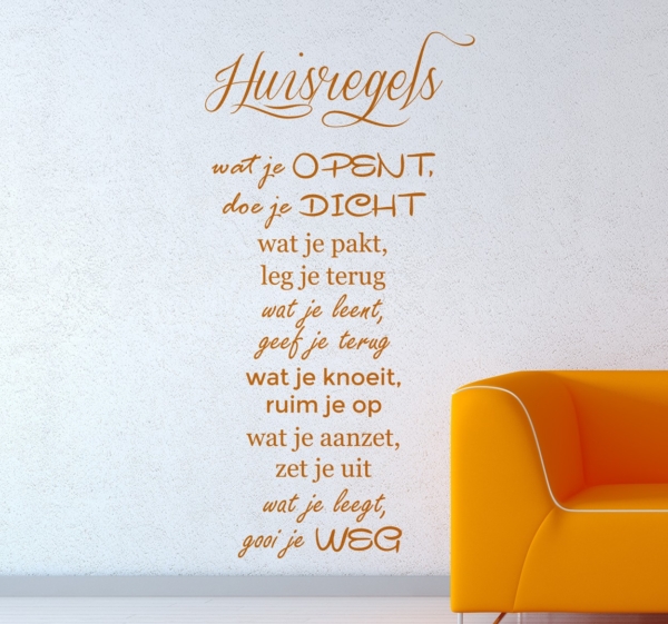 Huisregels tekst muursticker