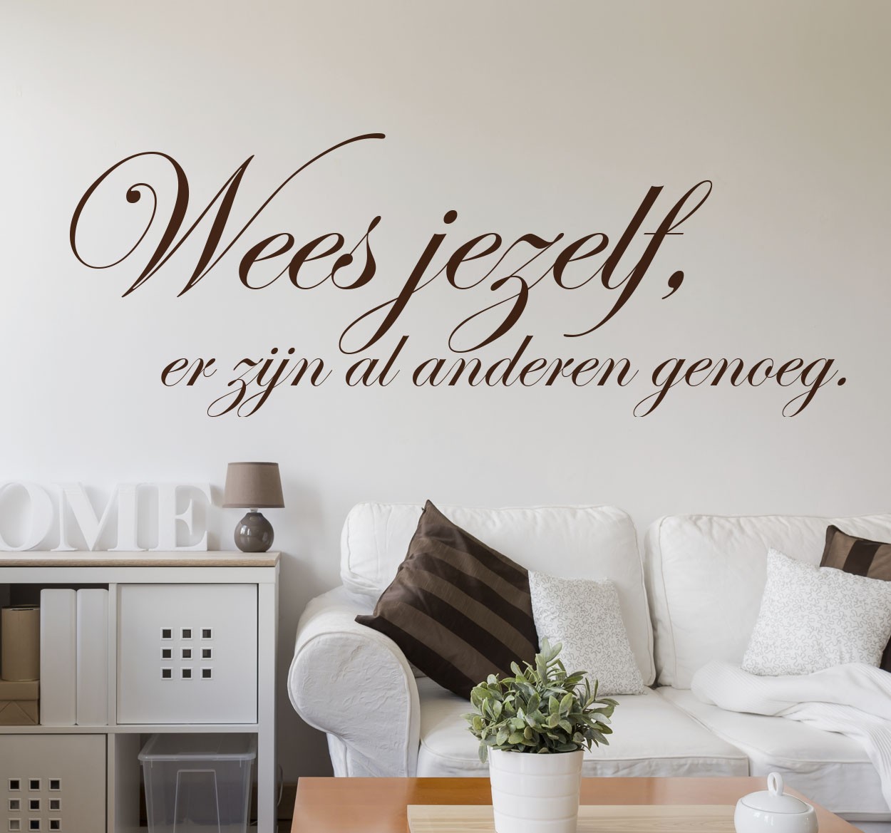 Muursticker woonkamer met wes jezelf