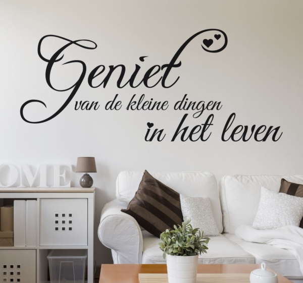 Muursticker woonkamer "geniet van het leven" tekst sticker
