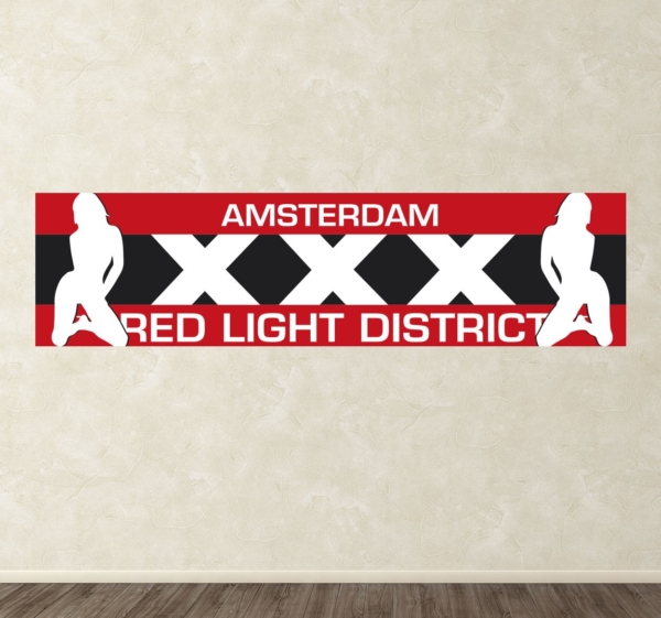 Muursticker Amsterdam Red Light District