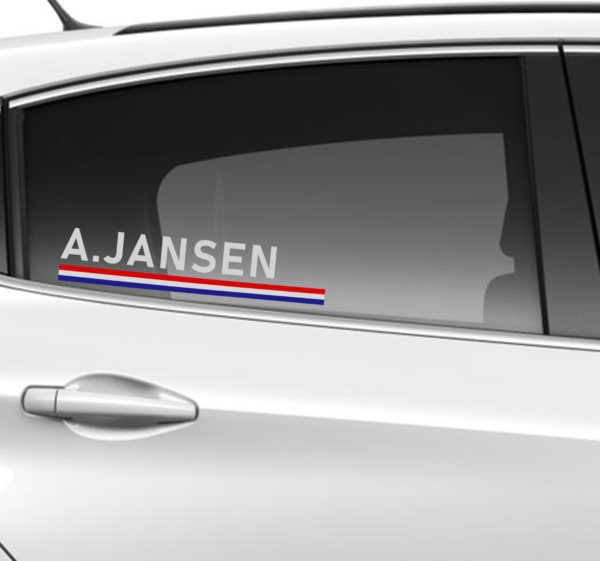 Gepersonaliseerde auto sticker Nederlandse vlag met naam