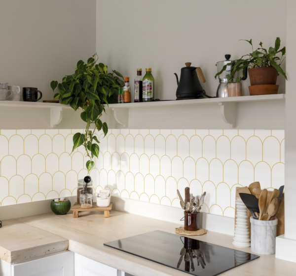 Muursticker keuken goud wit met bogen