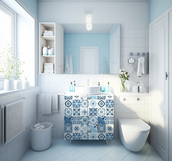 Blauwe tegel Meubelsticker