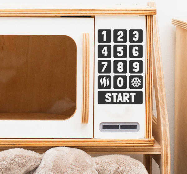 Kindersticker voor speelgoed magnetron knoppen