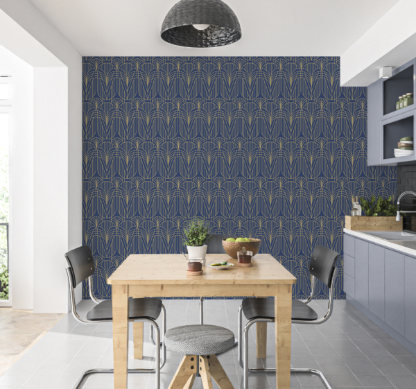 Gouden lijnen patroon op blauw sticker