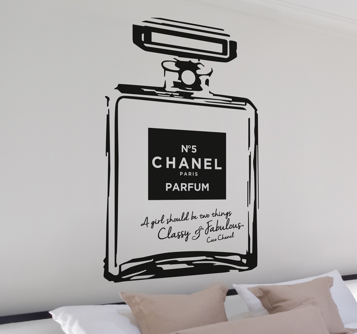 Muursticker woonkamer channel nummer 5 parfum